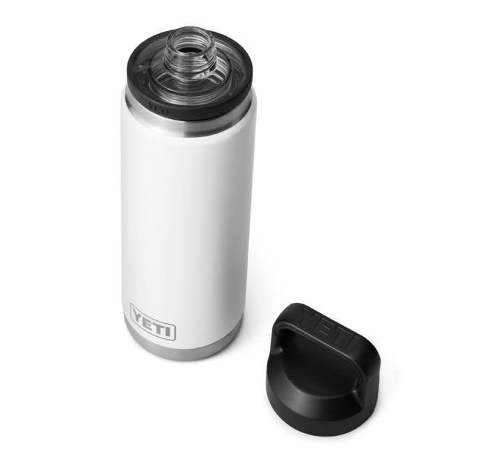 YETI Rambler Trinkflasche 26 oz (769 ml) Weiss – Edelstahl Trinkflasche, Wasserflasche Sport mit Chu