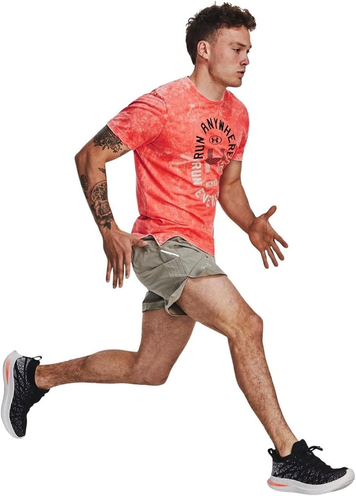 Under Armour Herren Run Everywhere T-Shirt Laufbekleidung Laufshirt Koralle - L