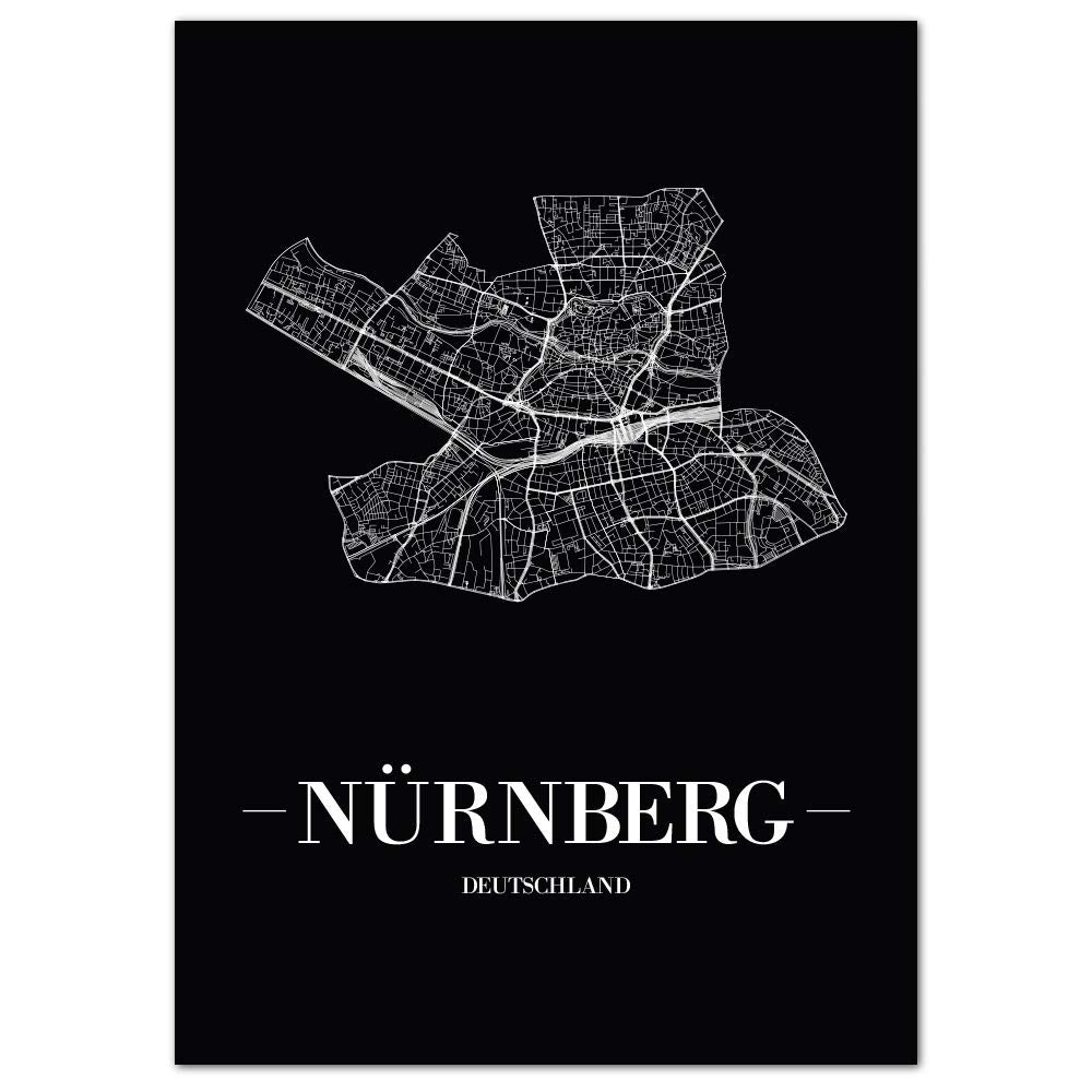 JUNIWORDS Stadtposter, Nürnberg, Wähle eine Grösse, 40 x 60 cm, Poster, Schrift A, Schwarz 40 x 60 c