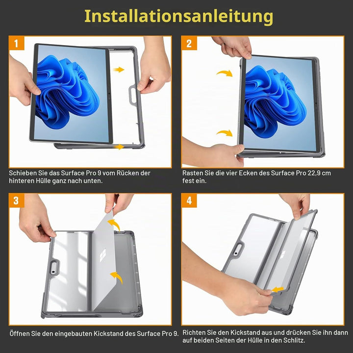 Fintie Hülle für Microsoft Surface Pro 9 / Pro 9 5G 13 Zoll 2022, Stossfeste Robuste Hartschalen Sch