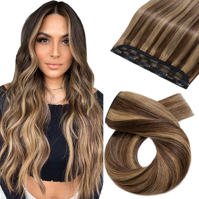 Haarteile Echthaar Extensions Clip in 1 Tresse 5 Clips Dick Haarteil Weich Haarverlängerung 100% Rem