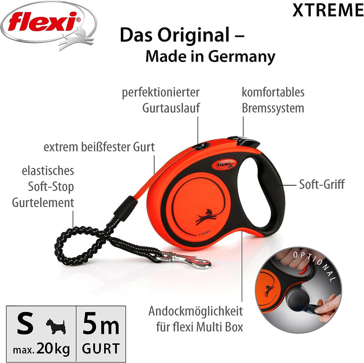 flexi Rollleine Xtreme - Tape Leash Orange - S schwarz orange S, schwarz orange S