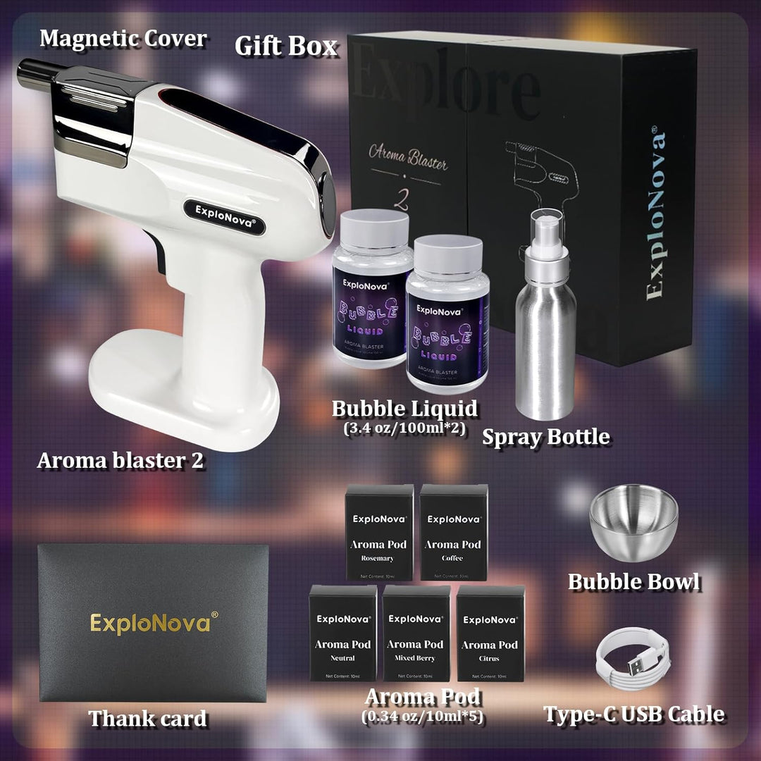 cocktailmaschine mit 5 Aroma Pods, essbarer Blase, Cocktail Bubble Smoke Gun, Whiskey Smoker Kit, pe
