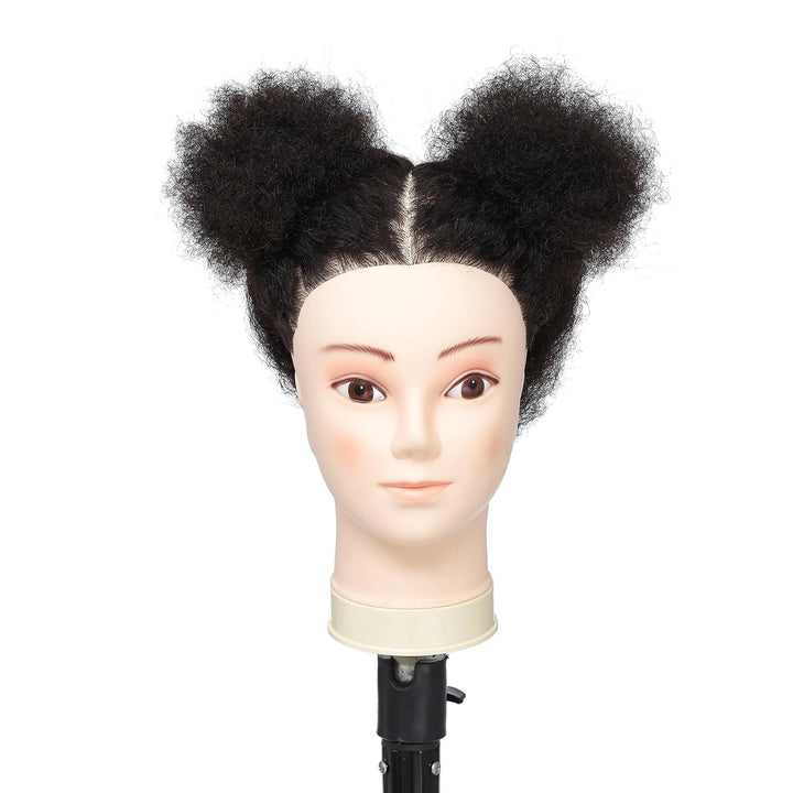 Tcwuzick Ausbildung Kopf African American mit 100% Echthaar Schaufensterpuppe Kopf Kosmetologie Afro