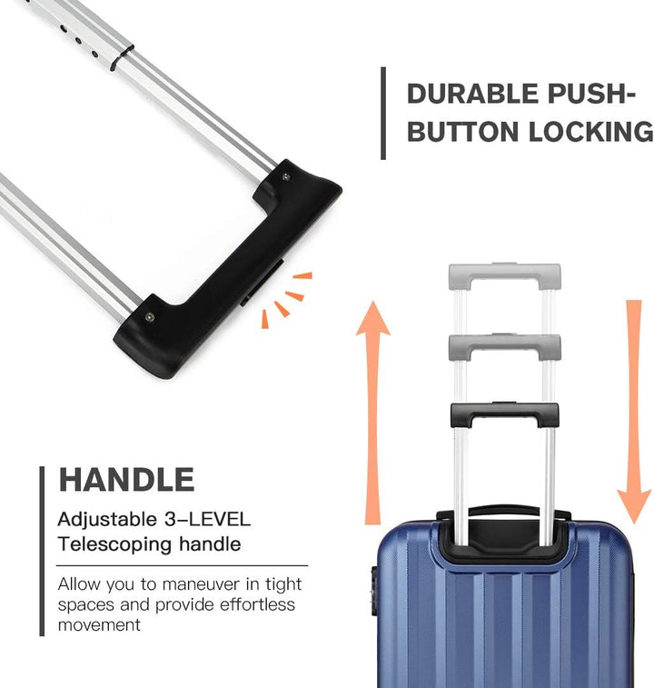 KONO Handgepäck Koffer Trolley ABS+PC Leicht Kabinenkoffer Reisekoffer mit 4 Rollen und Zahlenschlos