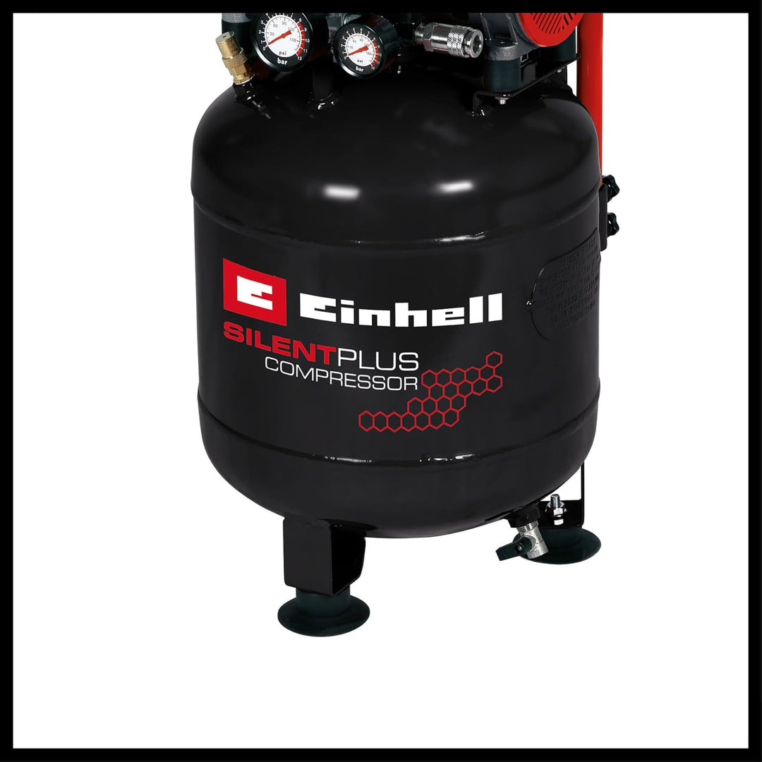 Einhell 4020610 TE-AC 24 Silent Kompressor + 4137790 TC-PN 50 Druckluft-Tacker (Pneumatic), rot, sch