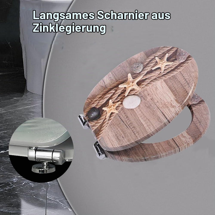 SAINOS MDF Toilettendeckel Mit Absenkautomatik O-förmiger Toilettensitz Mit Verstellbaren Scharniere