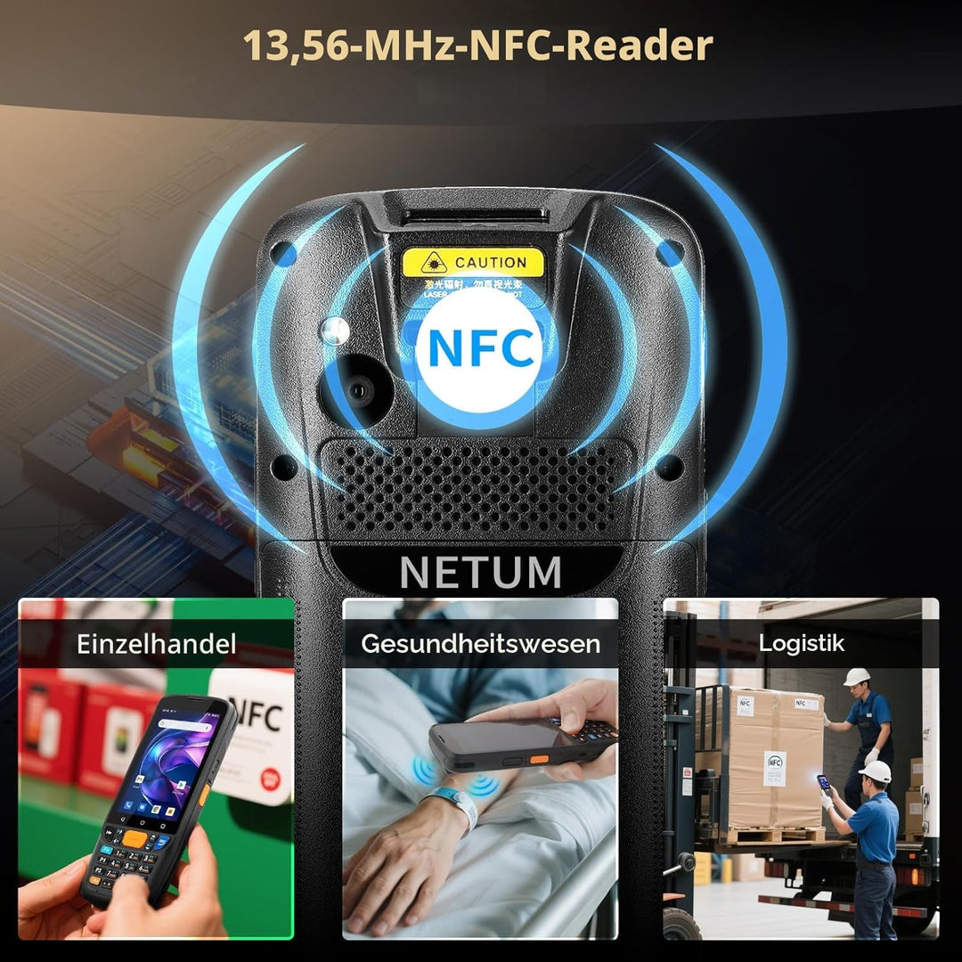NETUM Android 11 Hand-Barcode-Scanner Q500, 4 + 64 GB mobiler Computer, Honeywell HS7 1D 2D Barcode-