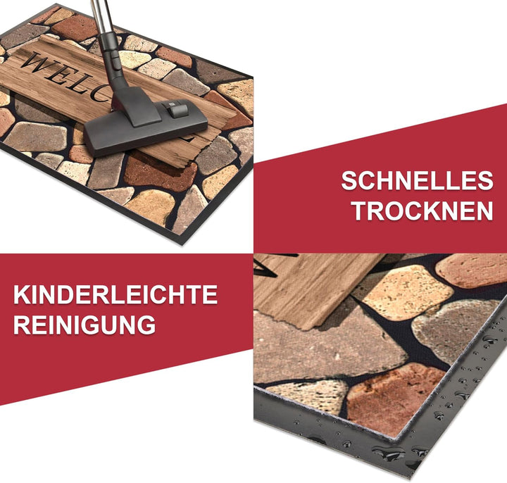 Hochwertige Fussmatte 60x80 cm (Large) – Schmutzfangmatte für Innen & Aussen, rutschfest mit hoher S