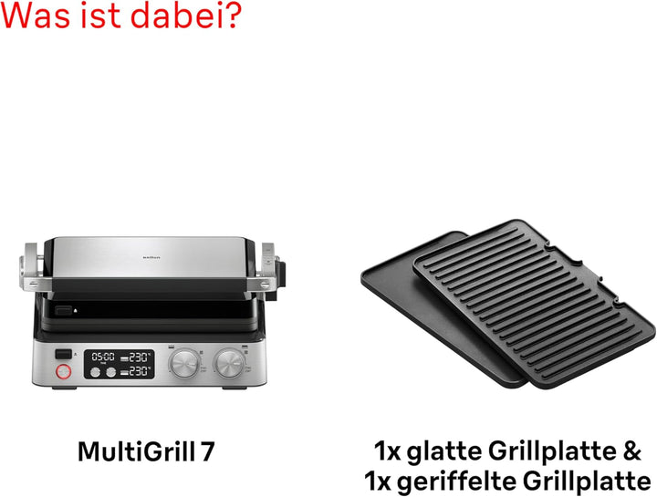 Braun MultiGrill 7 CG7040, 3-in-1 Kontaktgrill, BBQ & Ofen, grosse Grillfläche (12 Burger), 2000W, 2