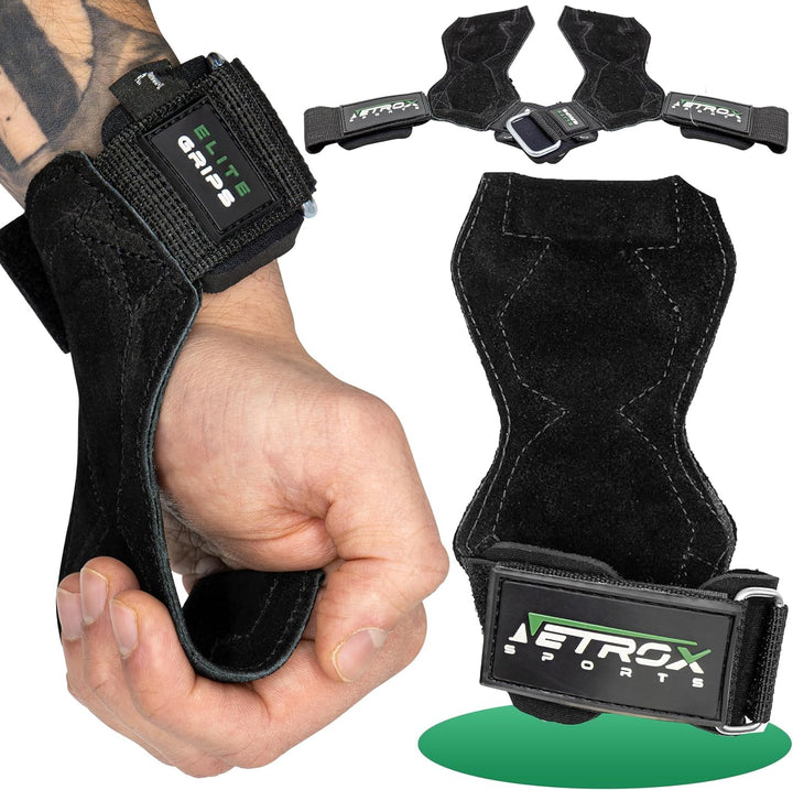 NetroxSports® – Elite Grips Zughilfen für Bodybuilding, Gewichtheben, Krafttraining &amp; Fitness – spez
