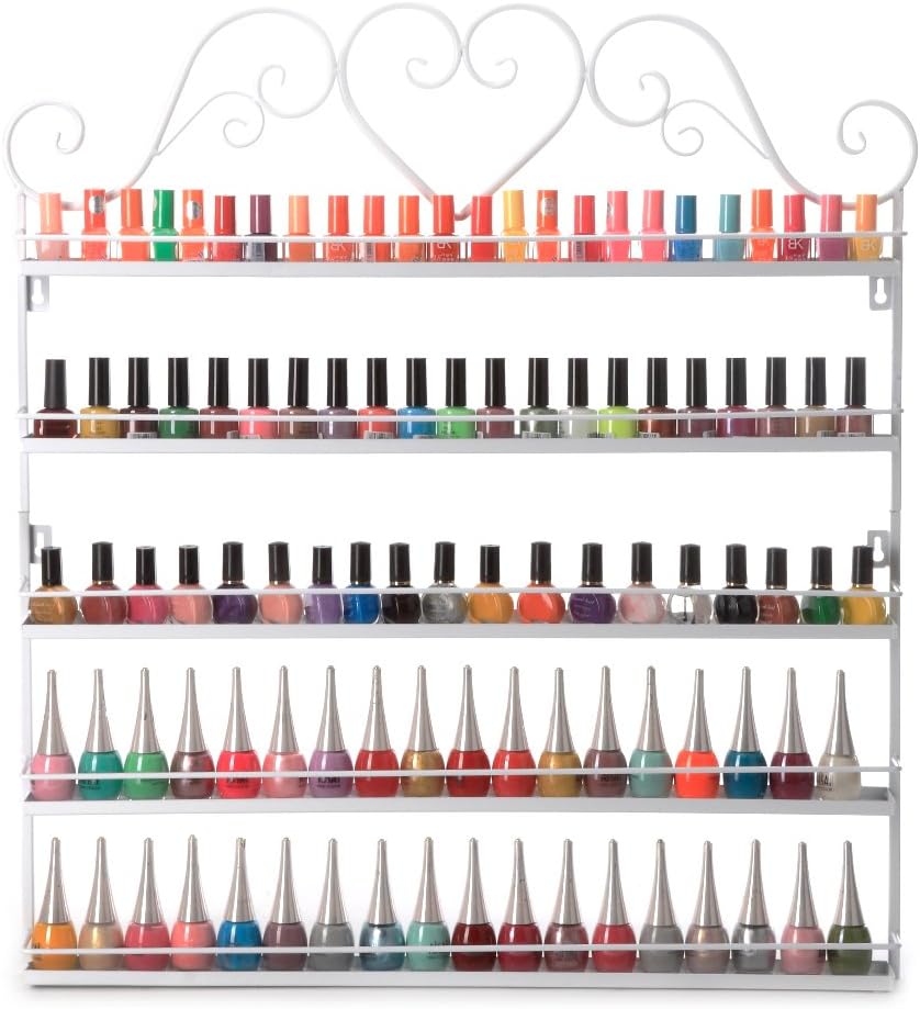 Meisax 5 Ebenen Metall Nagellack Ständer Kosmetik Organizer 5 Ablagen Wandregal Lippenstiftständer A