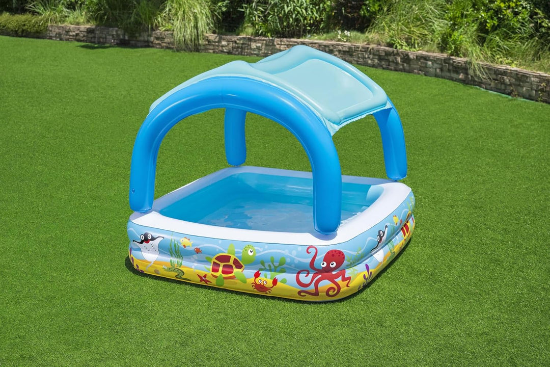 Bestway Planschbecken „Pavillon“ 140 x 140 x 114 cm, Quadratisch, Mehrfarbig, ab 2 Jahren