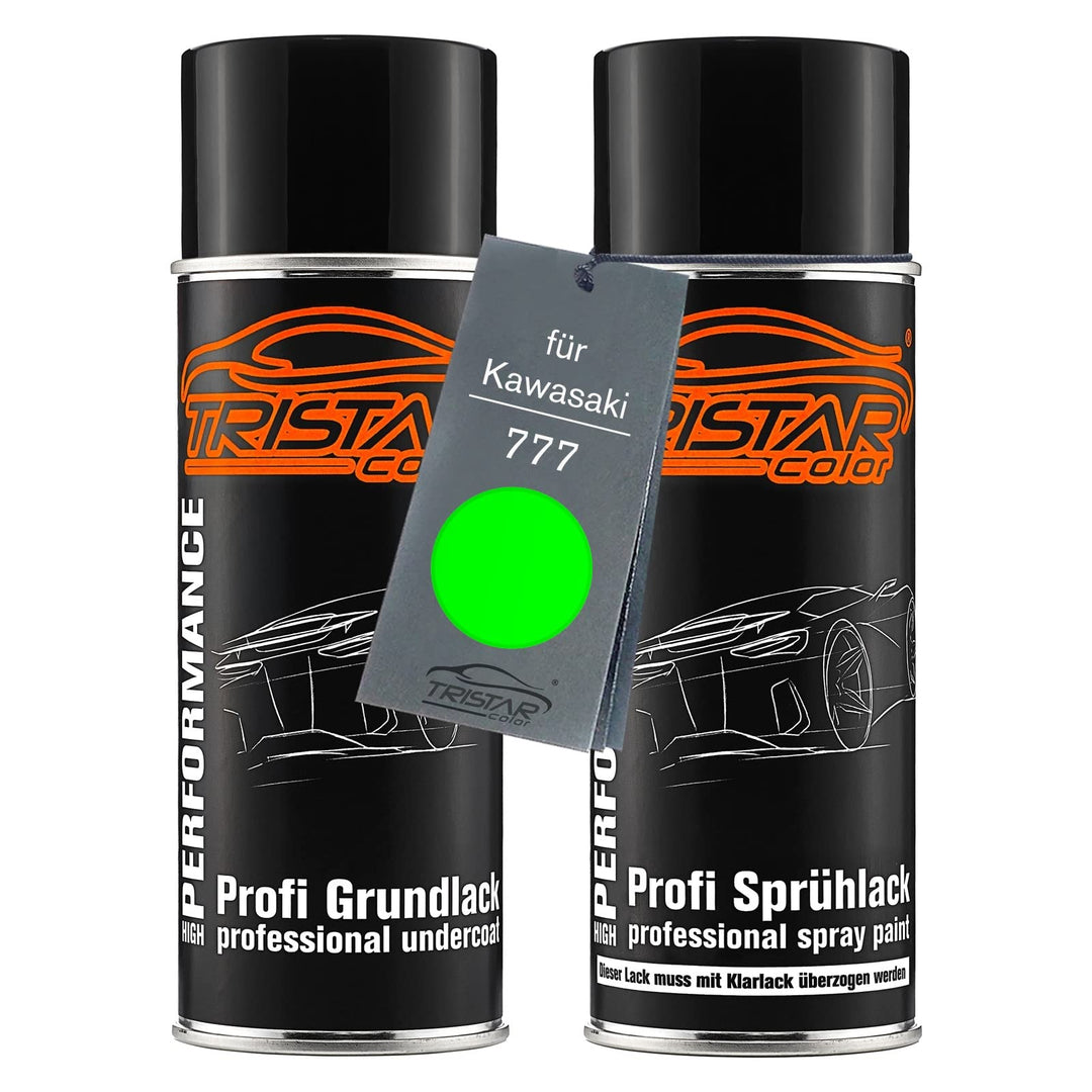 TRISTARcolor Motorradlack Spraydosen Set für Kawasaki 777 Verde Grundlack Basislack Sprühdose 400ml