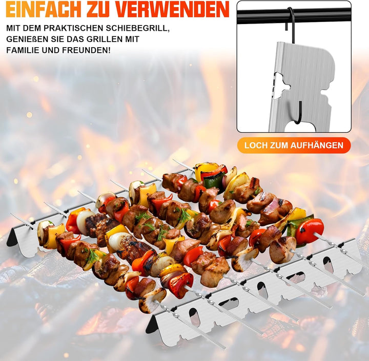 BBQ Halterung Edelstahl, Spiessgestell für 6 Spiesse,Halter für den Grill, Grillgestell Edelstahl fü