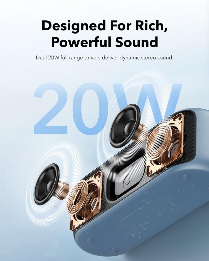 soundcore Motion 100 Bluetooth Lautsprecher, Lautsprecher Boxen mit Wireless Hi-Res, 2 Vollbereichst