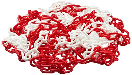 Perel Absperrkette rot weiss 10 m, Kunststoff, Sicherheitskette für innen und aussen, Markierungsket