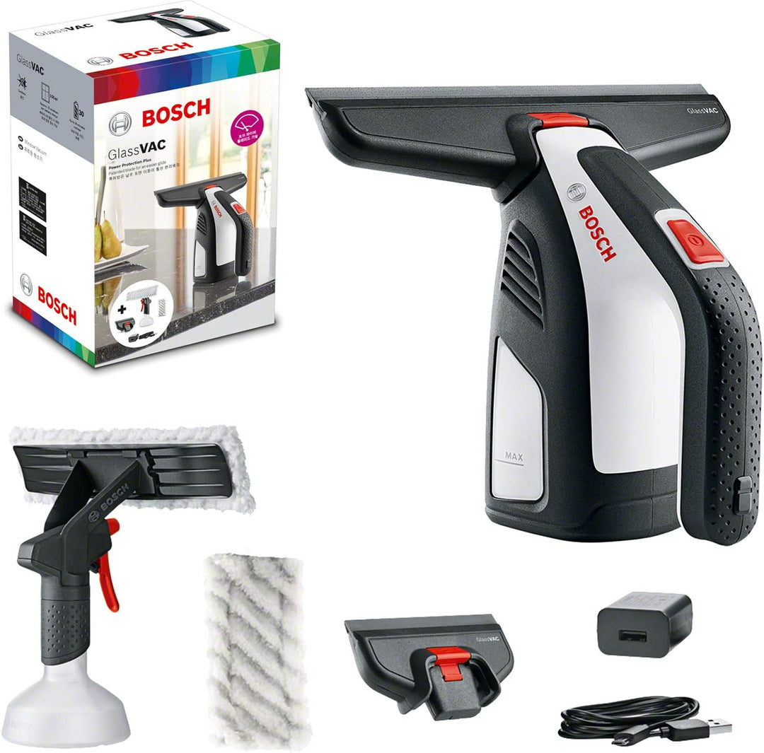 Bosch Home and Garden Akku Fenstersauger GlassVAC (USB Ladegerät, Sprühflasche mit Mikrofasertuch, 2