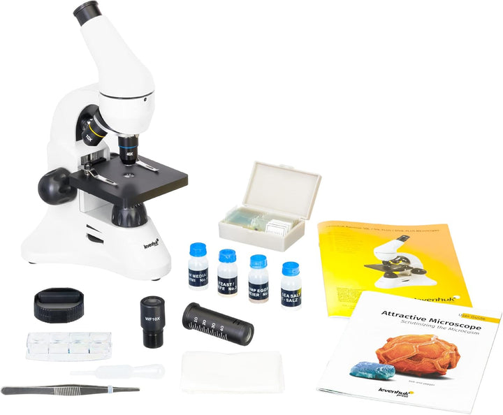 Levenhuk Rainbow 50L Mondstein Leichtes Studentenmikroskop (40- bis 800-Fach) mit Experimentierkaste