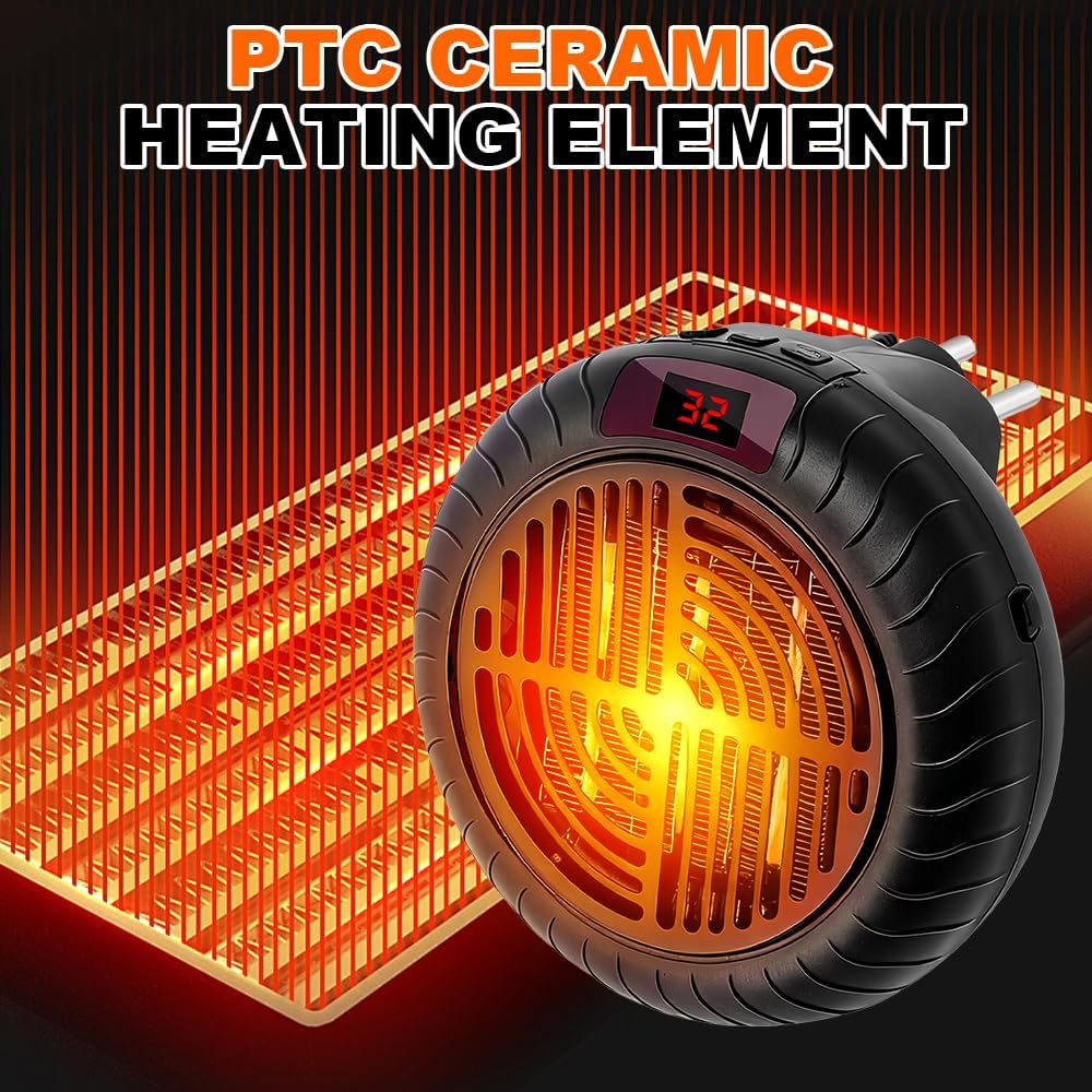 Mini Heizlüfter Steckdose, 900W Steckdosen Heizlüfter mit Fernbedienung Steckdosenheizung Keramik mi