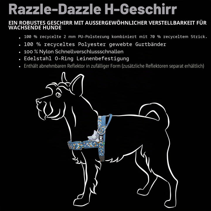 Hurtta Razzle-Dazzle H-Geschirr, 81,3–101,6 cm hedge 80-100cm, hedge 80-100cm