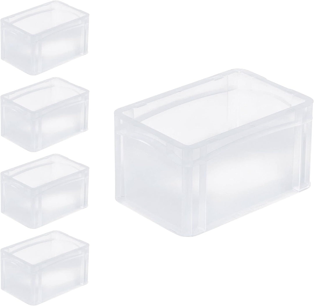 PROREGAL SuperSparSet 5x Transparenter Eurobehälter BasicLine mit geschlossenem Griff | HxBxT 17x20x
