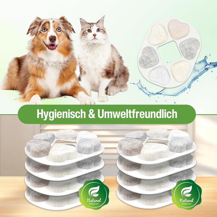 Kompatibler Ersatzfilter für alle PrettyPaw Katzenbrunnen Filter – 8er Box, Zusätzlich mit Maifan- u