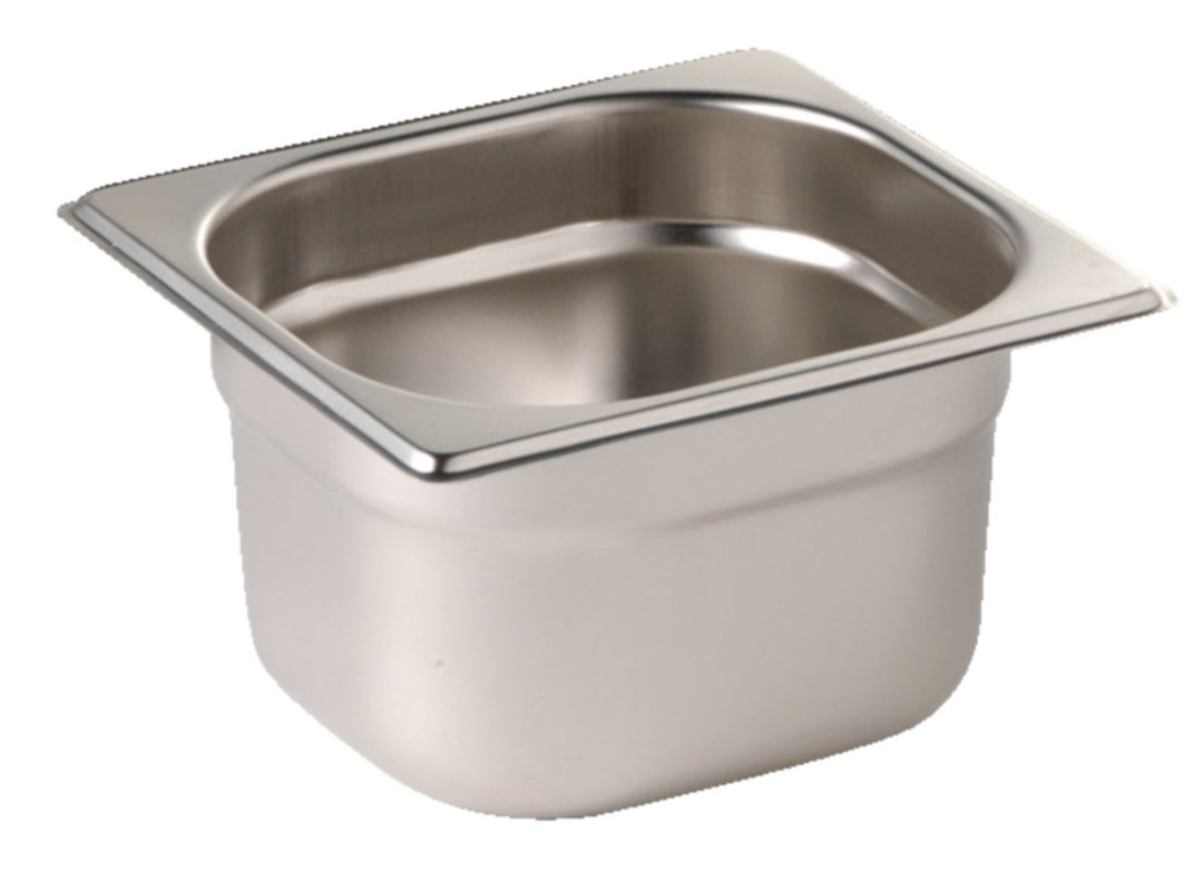 4 x Vogue 1/6 Gastronorm Pfannen & Deckel 100 mm tief Food Container Edelstahl