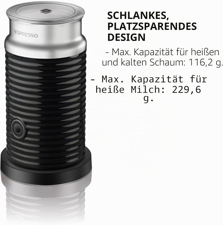 Nespresso Aeroccino3 Milchaufschäumer, Einheitsgrösse, Schwarz, Milchaufschäumer