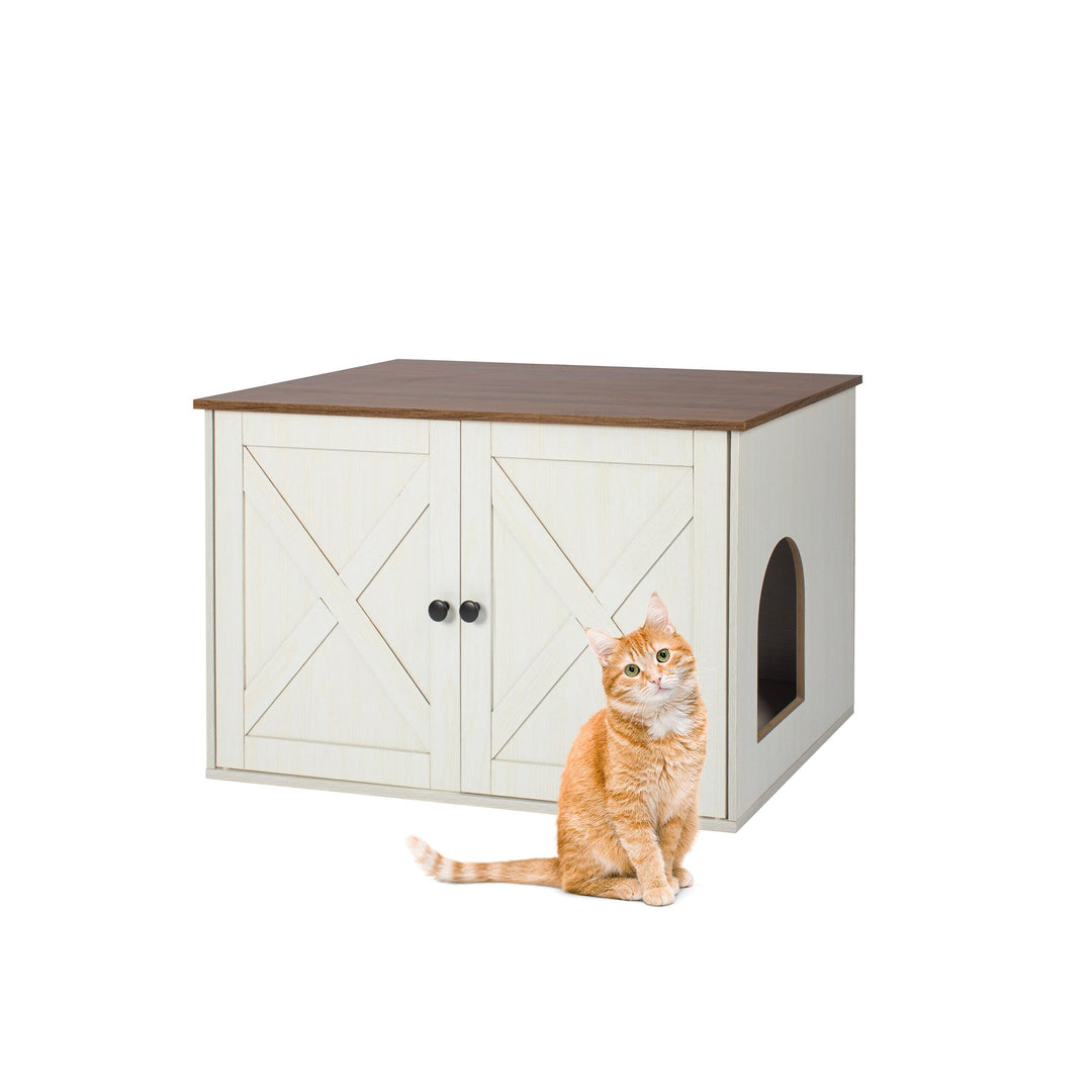 Relaxdays Katzenschrank für Katzentoilette, Separate Trennwand, Eingang, Katzenklo verstecken, HBT: