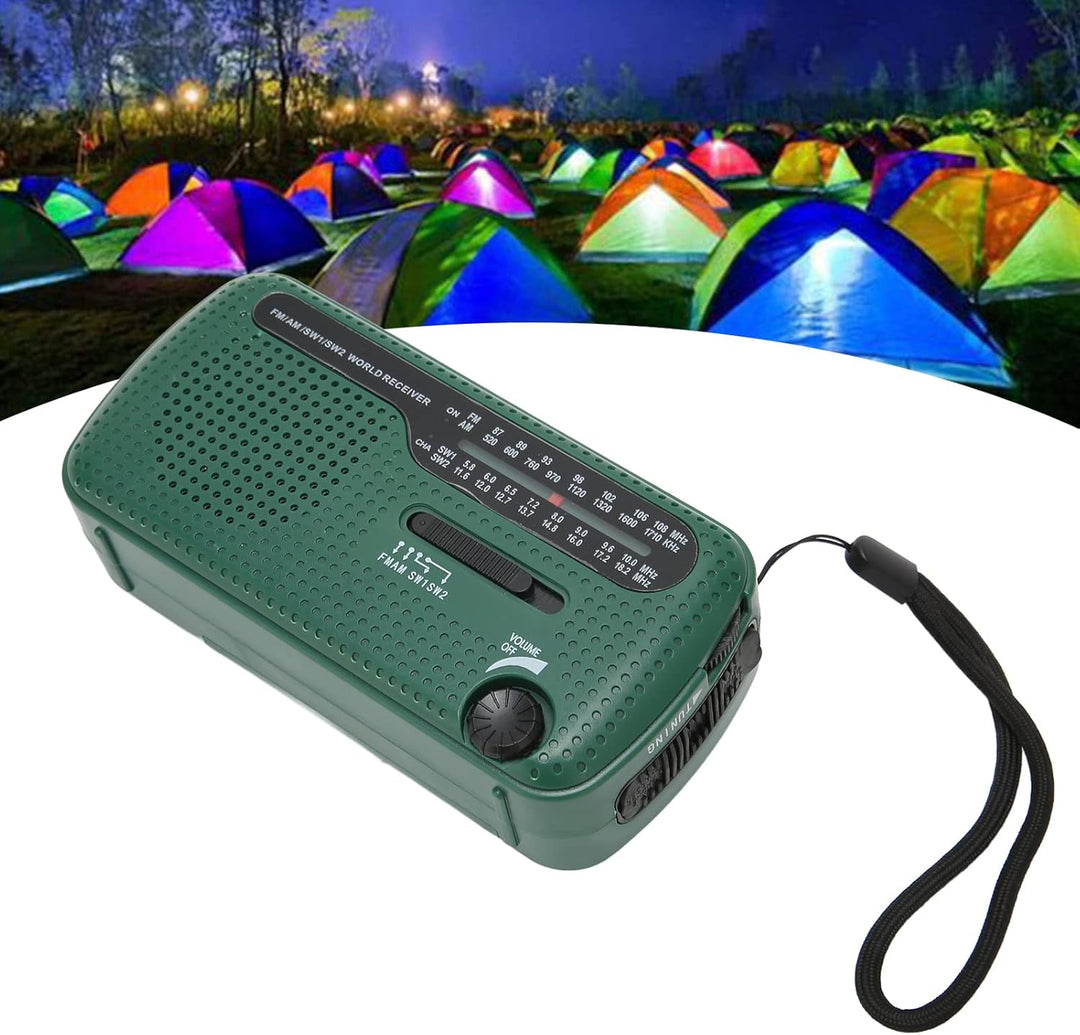 Handkurbel Solar Radio, AM FM SW1 SW2 Multiband Camping -Notfallradio mit LED -Taschenlampe, Energie