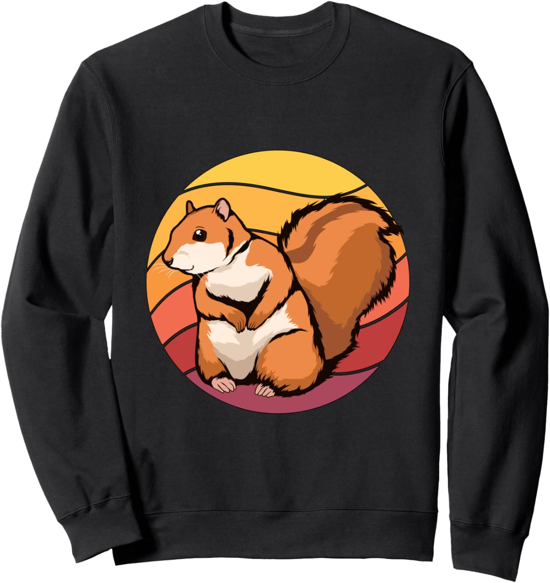 Retro Sunset Squirrel Eichhörnchen Sweatshirt