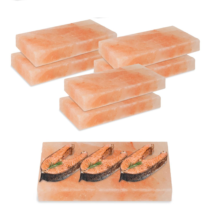 6 set L Salzstein zum Grillen, 20x10x2,5cm Salz Grillsteine, Original Kristallsalz, Wiederverwendbar