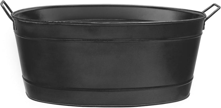 Achla Designs Ovale Wanne aus verzinktem Stahl C-51BK - Schwarz Holzwanne, Holzwanne
