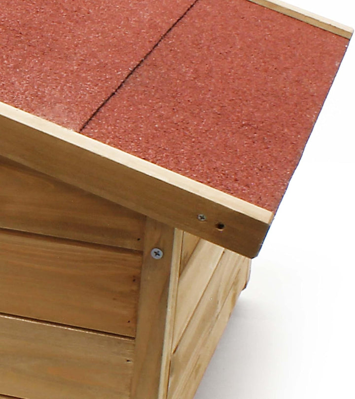 Wiltec Grosses Katzenhaus 99 x 52 x 42 cm aus Holz, Katzenhütte für Garten oder Terasse, Wurfkiste i