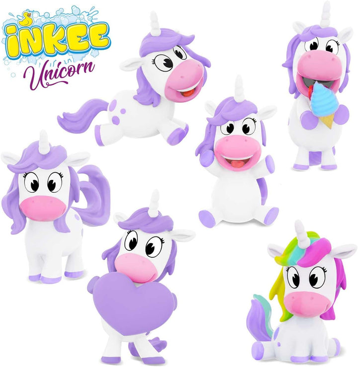 INKEE Geschenkbox Unicorn | Box mit 6 Badebomben für Kinder mit Überraschung, 6 Badekugeln mit Einho
