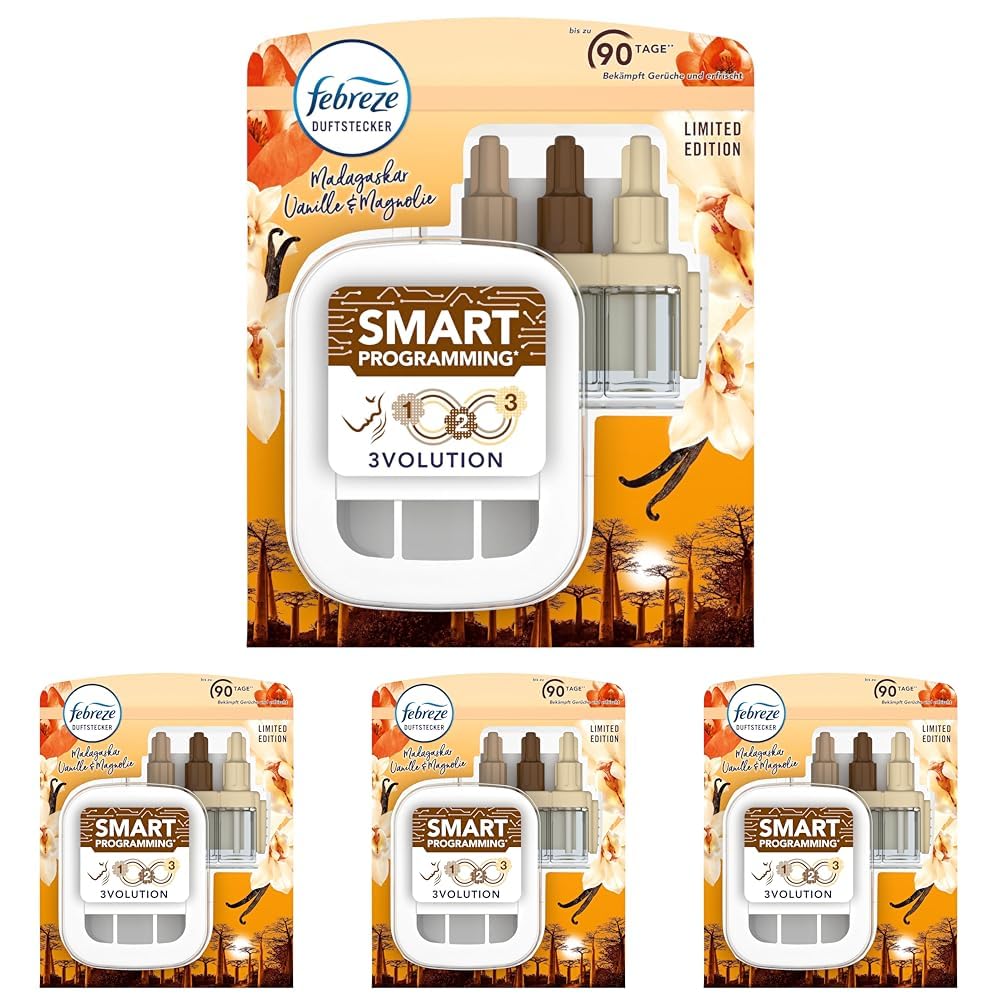 Febreze 3Volution Duftstecker Vanille Starterset mit automatischem Frischeduft-System, 3 abwechselnd