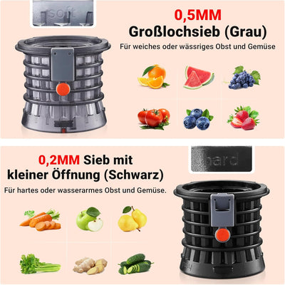 Entsafter-AOBOSI 250W Slow Juicer-Entsafter gemüse und obst mit 1,2L Fassungsvermögen-Saftpresse mit