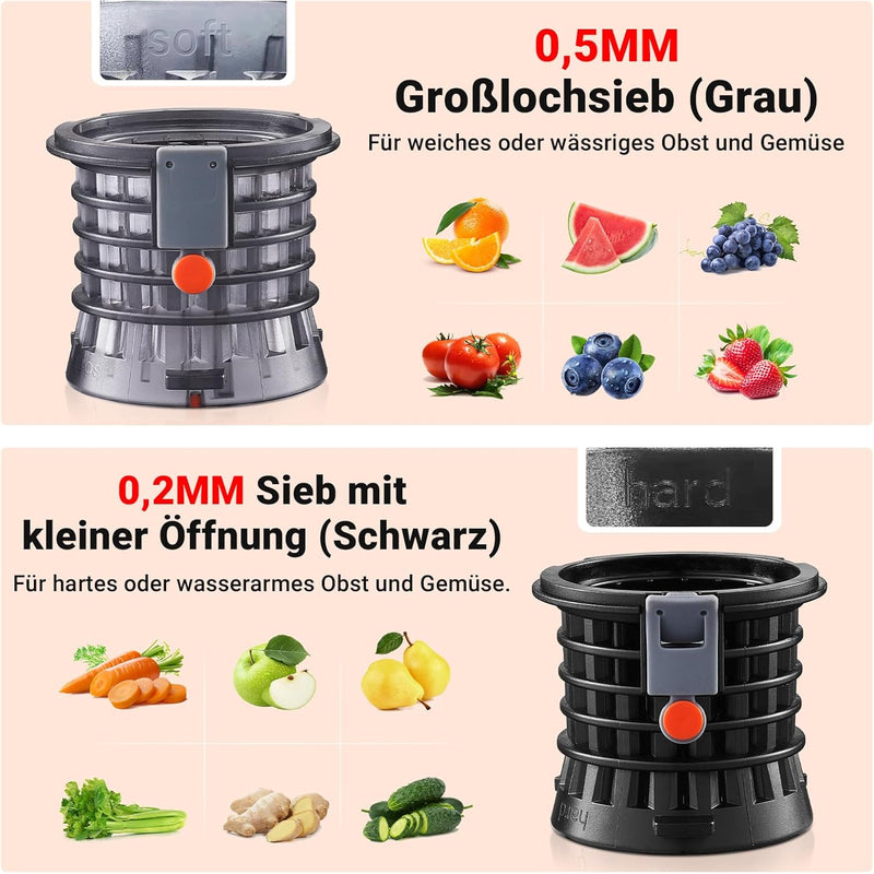 Entsafter-AOBOSI 250W Slow Juicer-Entsafter gemüse und obst mit 1,2L Fassungsvermögen-Saftpresse mit