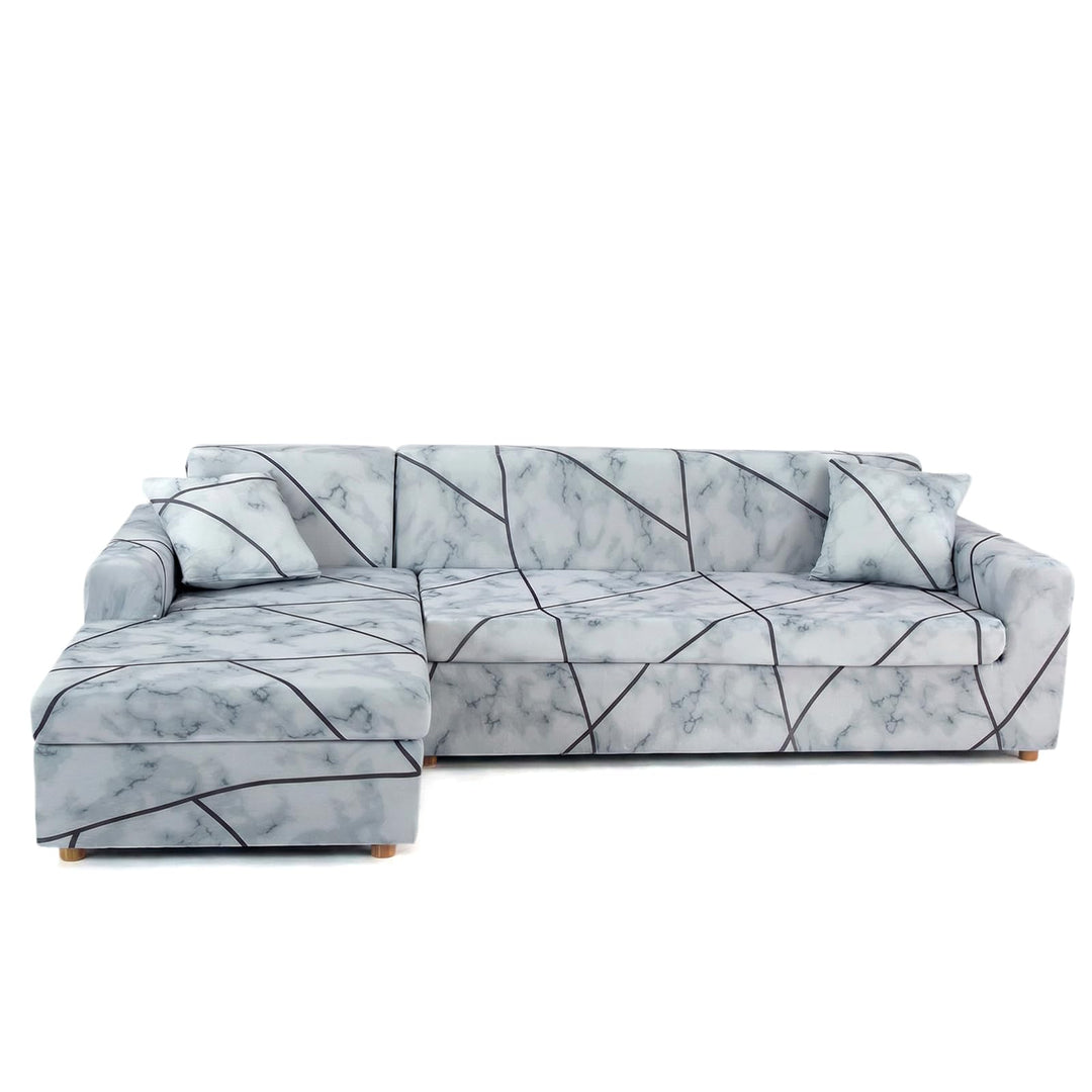 ShowyLive Sofa Überzug Couch Überzug 2er Set für Ecksofa L-Form Sofabezug 3 Sitzer+3 Sitzer, mit 4 S