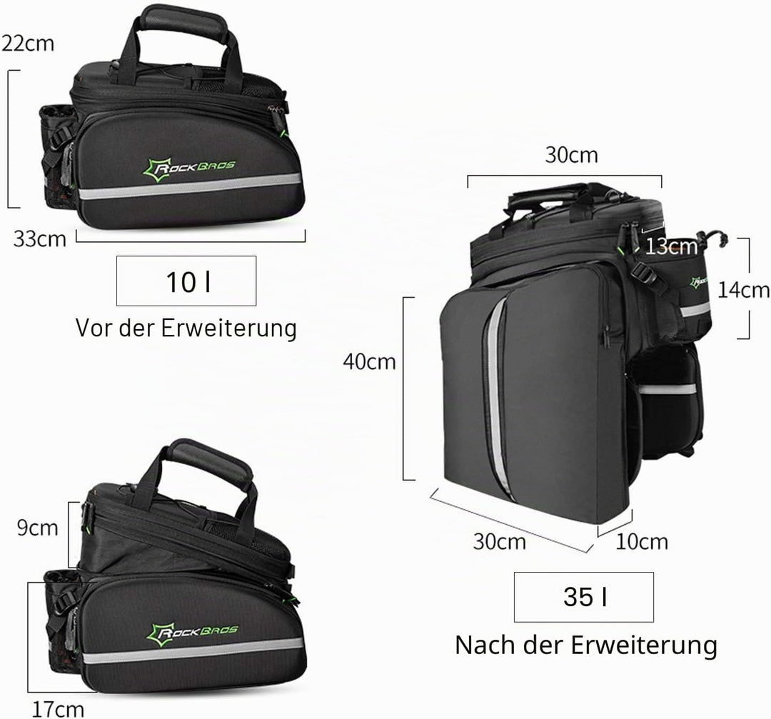 ROCKBROS Fahrrad Gepäckträgertasche wasserdichte Fahrradtasche für Gepäckträger mit Regenschutz 17-3