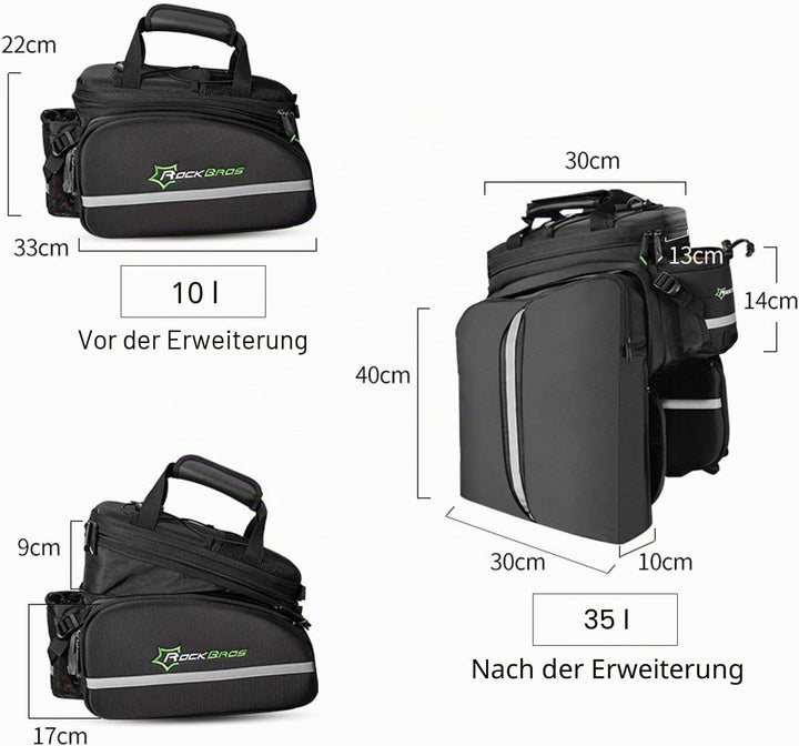 ROCKBROS Fahrrad Gepäckträgertasche wasserdichte Fahrradtasche für Gepäckträger mit Regenschutz 17-3