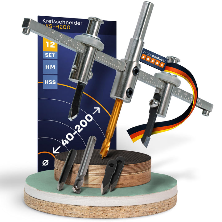 Falke Kreisschneider FKS-H 200 - Universal für Holz, Kunststoff, Gipskarton | Durchmesser stufenlos