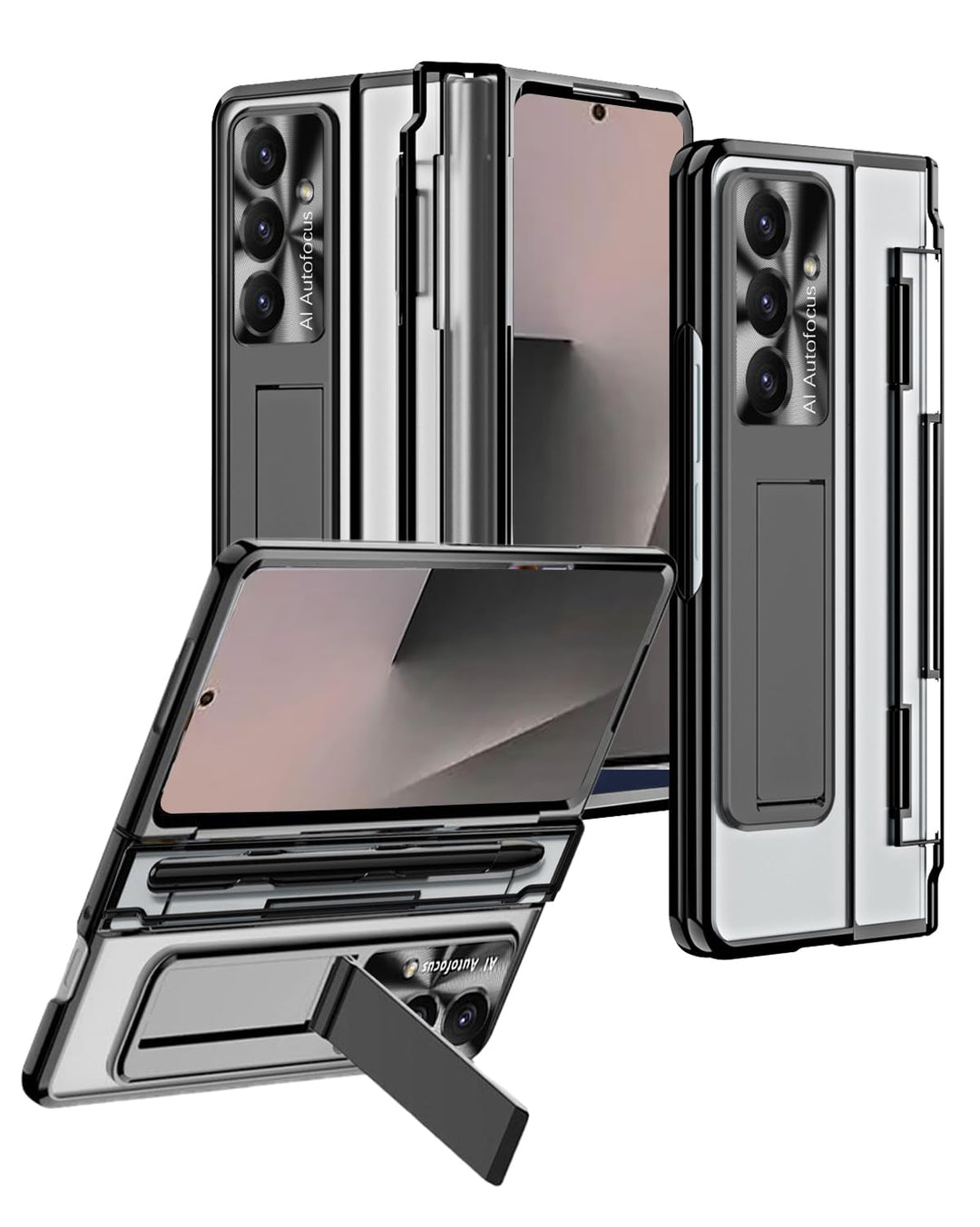 NINKI für Samsung Galaxy Z fold 7 Hülle mit S Pen Scharnierschutz,Luxus Beschichtung Transparent Cov