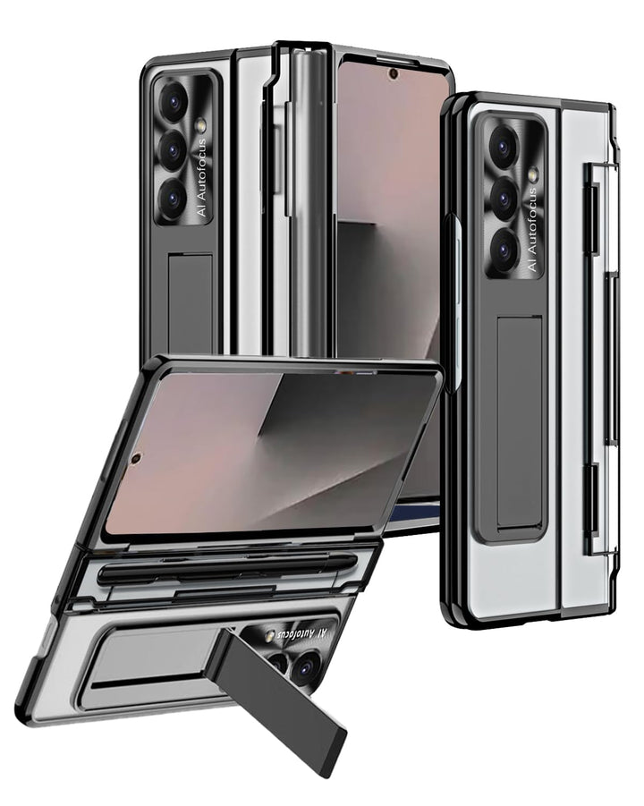 NINKI für Samsung Galaxy Z fold 7 Hülle mit S Pen Scharnierschutz,Luxus Beschichtung Transparent Cov