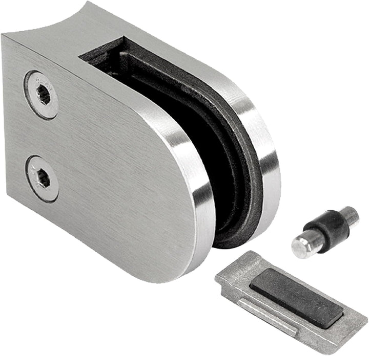 PRIOstahl Glashalter 4 Stück Glasklemme Klemmhalter Glashalter mit Sicherungsplatte + Sicherungsstif