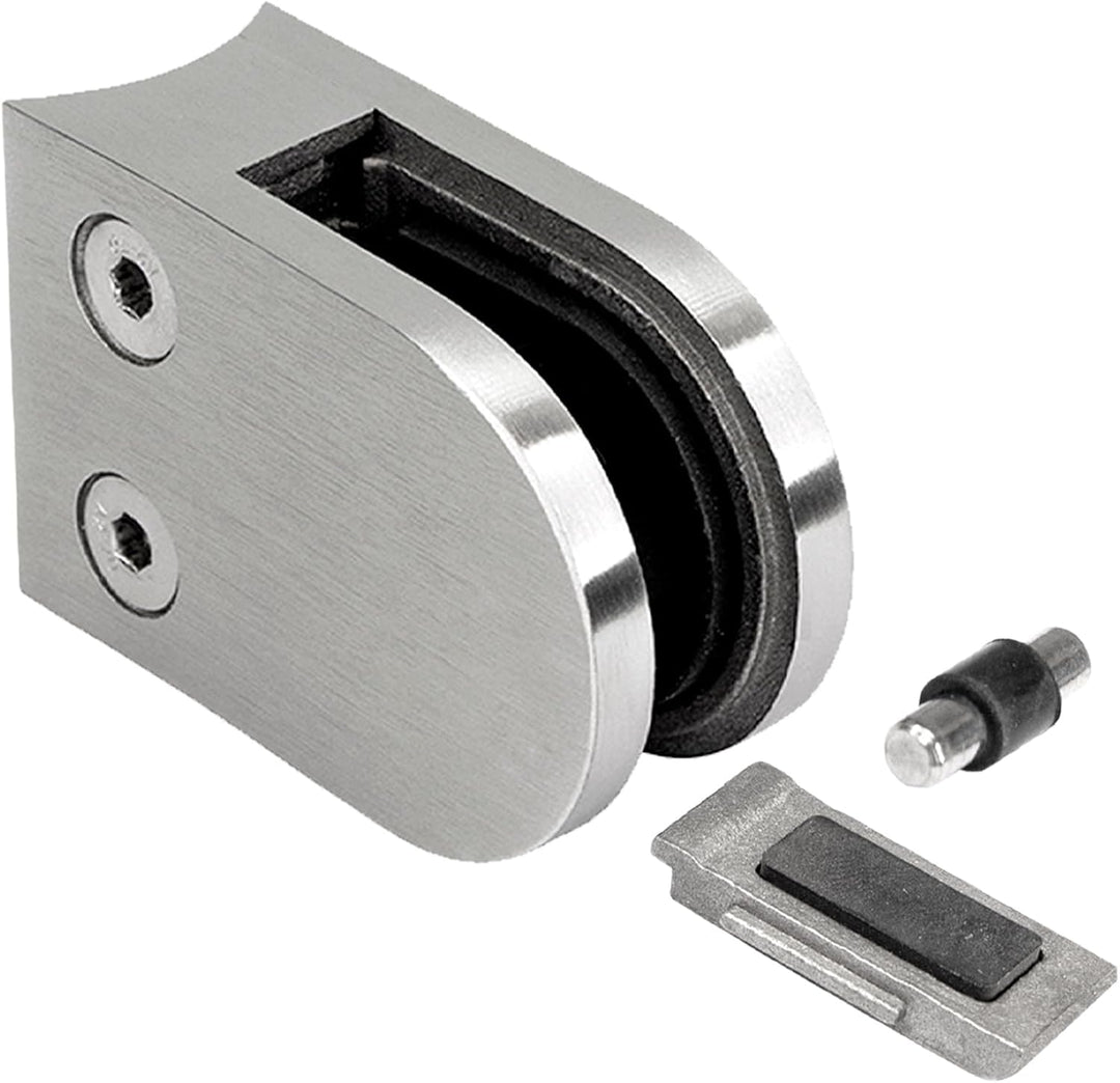 PRIOstahl Glashalter 4 Stück Glasklemme Klemmhalter Glashalter mit Sicherungsplatte + Sicherungsstif