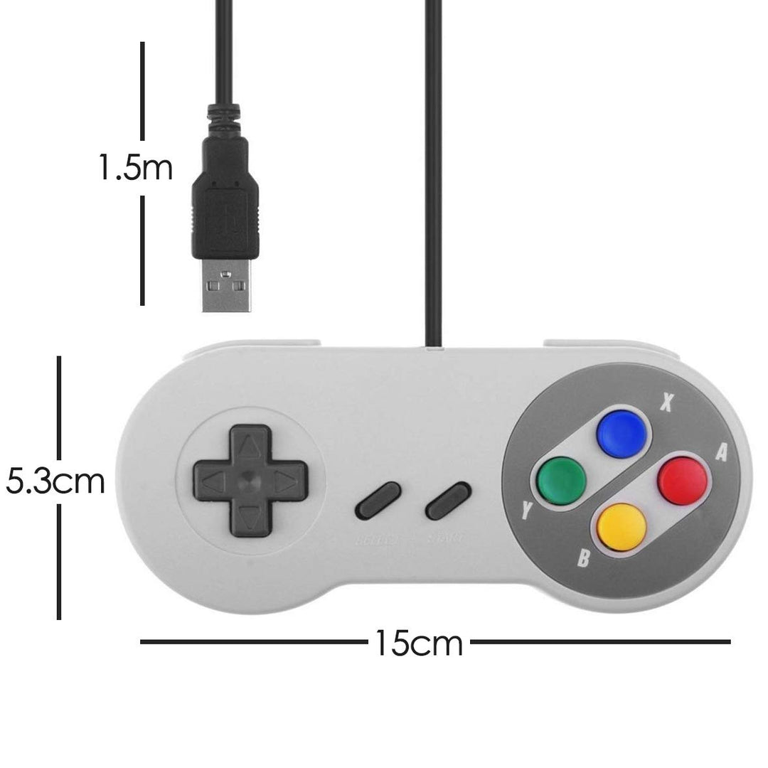 TRIXES 2x kabelgebundene USB-Controller – kompatibel mit SNES-Emulatoren – Retro Gaming Joypads Game
