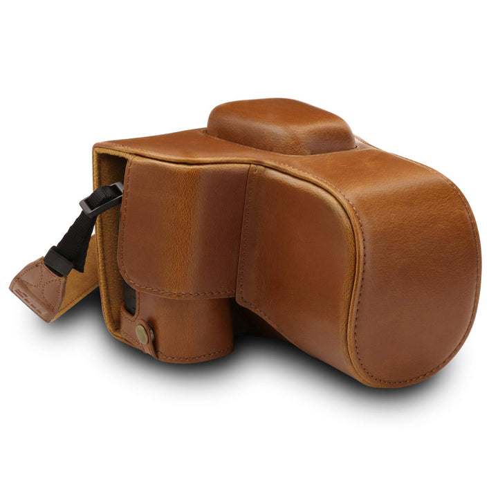 MegaGear MG1537 Nikon D3500 Ever Ready Leder Kamera-Case mit Trageriemen - Hellbraun, Hellbraun