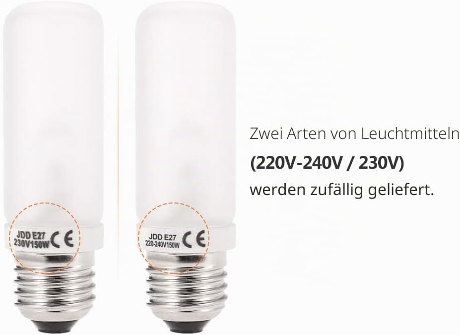 Andoer 2 x Fotolampe Fotoleuchte, JDD 150W E27 Birne Studio Blitz Fotografie Blitz Modellierung Lich